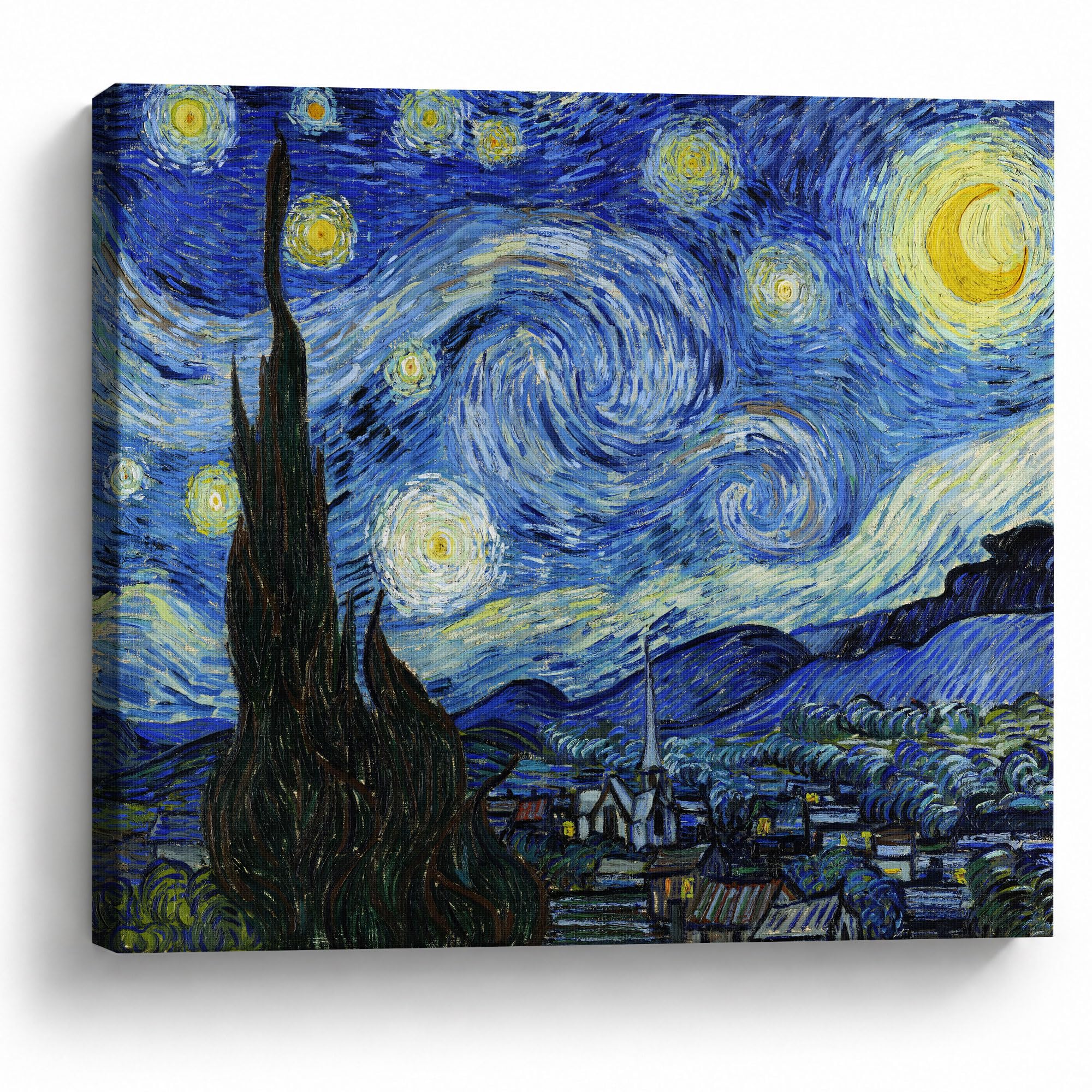 TYPTEK Van Gogh Canvas Wall Art, The Starry Night Print Ready to Hang Decor | Gallery wrapped canvas print with finished edges for living room bedroom office dorm apartment or gallery wall decor The Starry Night 12"L x 16"W
