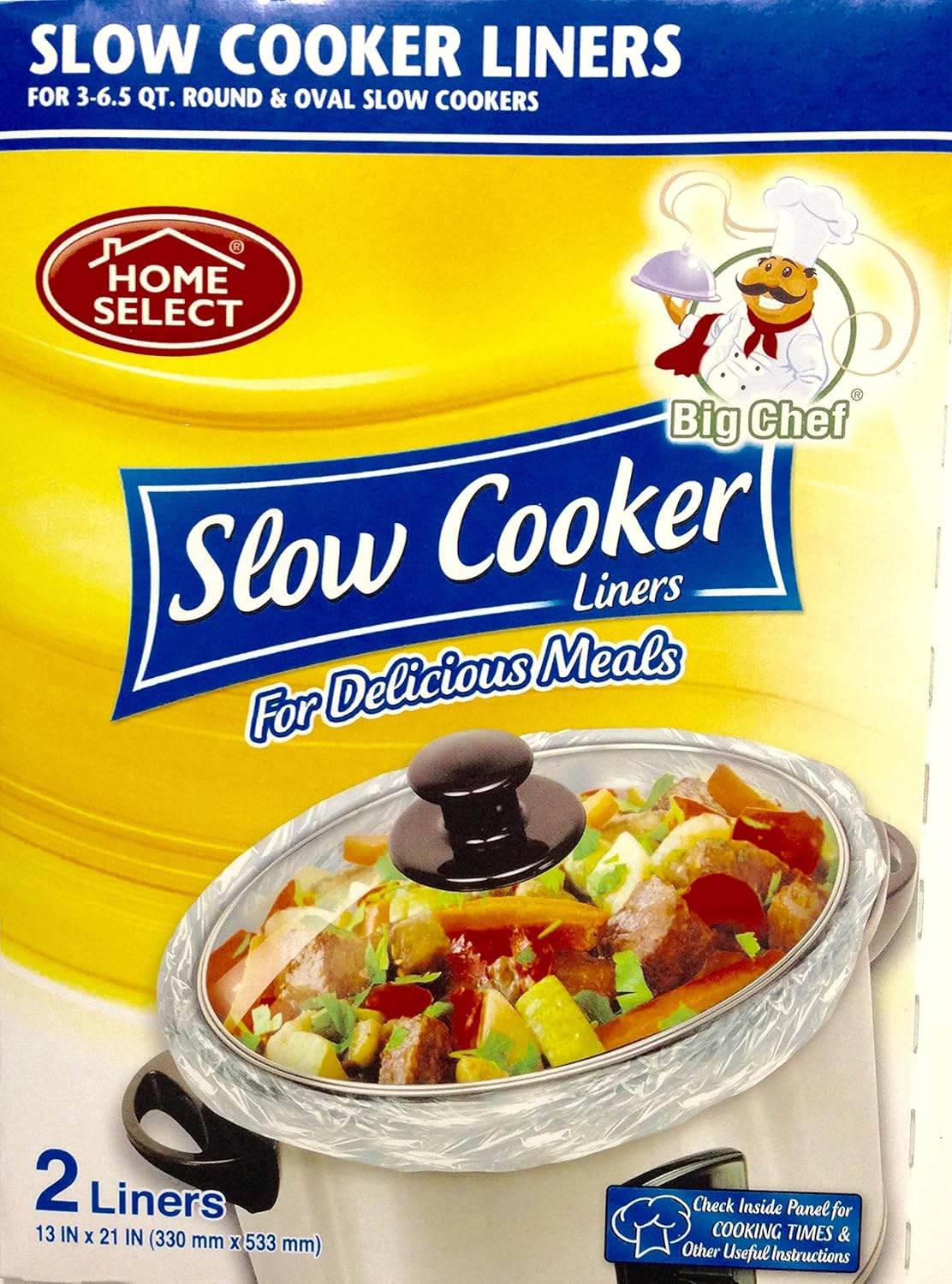 Home Select Big Chef Slow Cooker Liners 2 liners pack 2