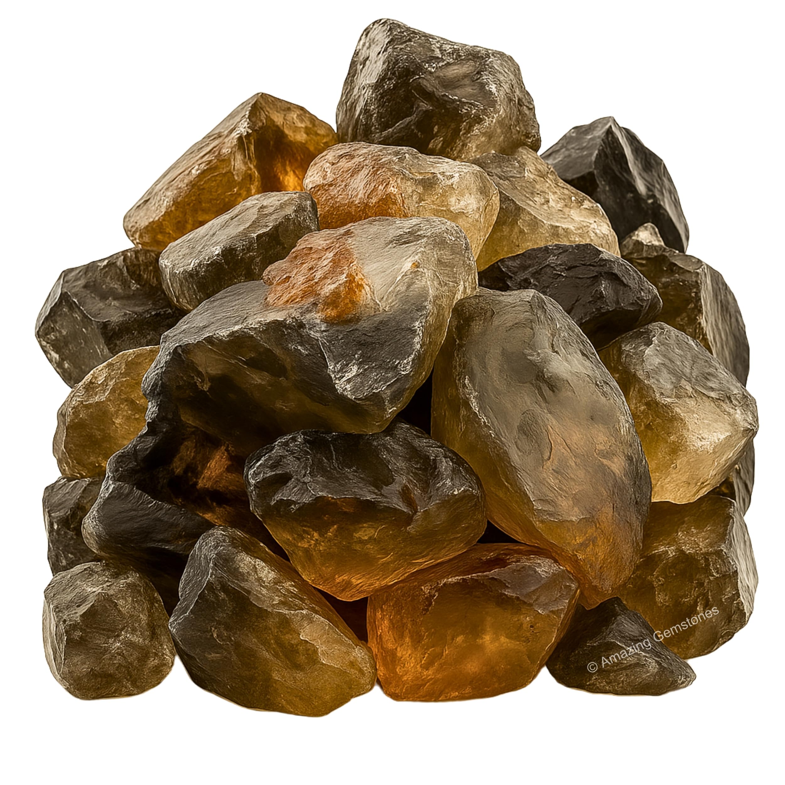 Smoky Quartz Crystals and Healing Stones, 5 Piece Raw | Certified Healing Crystal Rough Rocks For Tumbling and DIY Projects Gifts - Positive Energy, Chakra Healing, Meditation