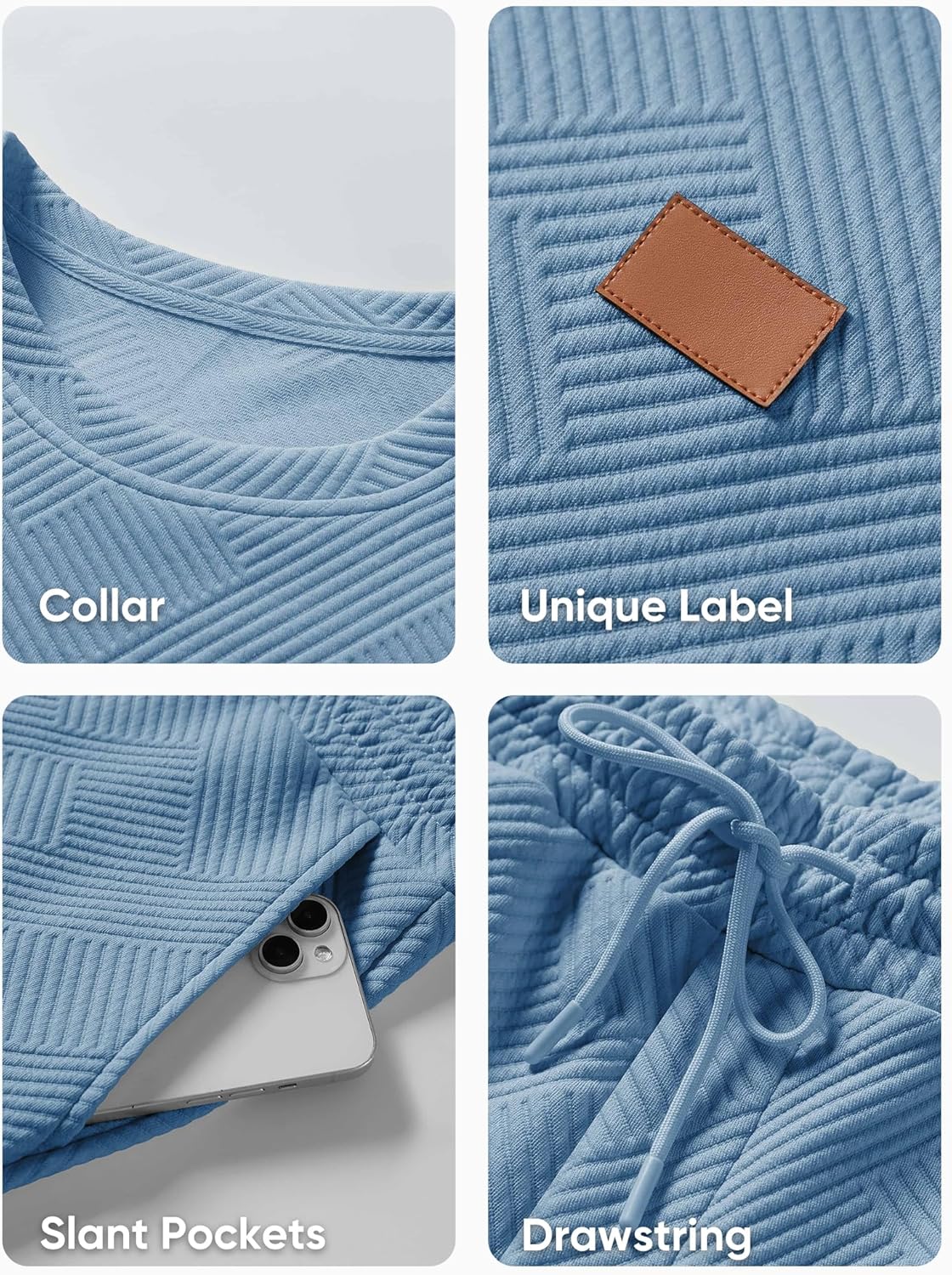 JMIERR Men's 2 Piece Outfits Knit Jacquard Pullover Sweatshirt Tracksuit & Joggers Sweatpants Sweatsuit Sets with Pockets - Image 8