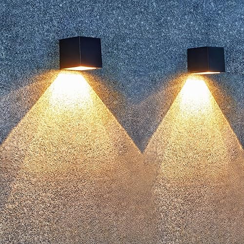 LUHLEE Luces solares de pared para exteriores, moderno aplique solar cuadrado de pared IP65 impermeable, luces solares al aire libre para patio,