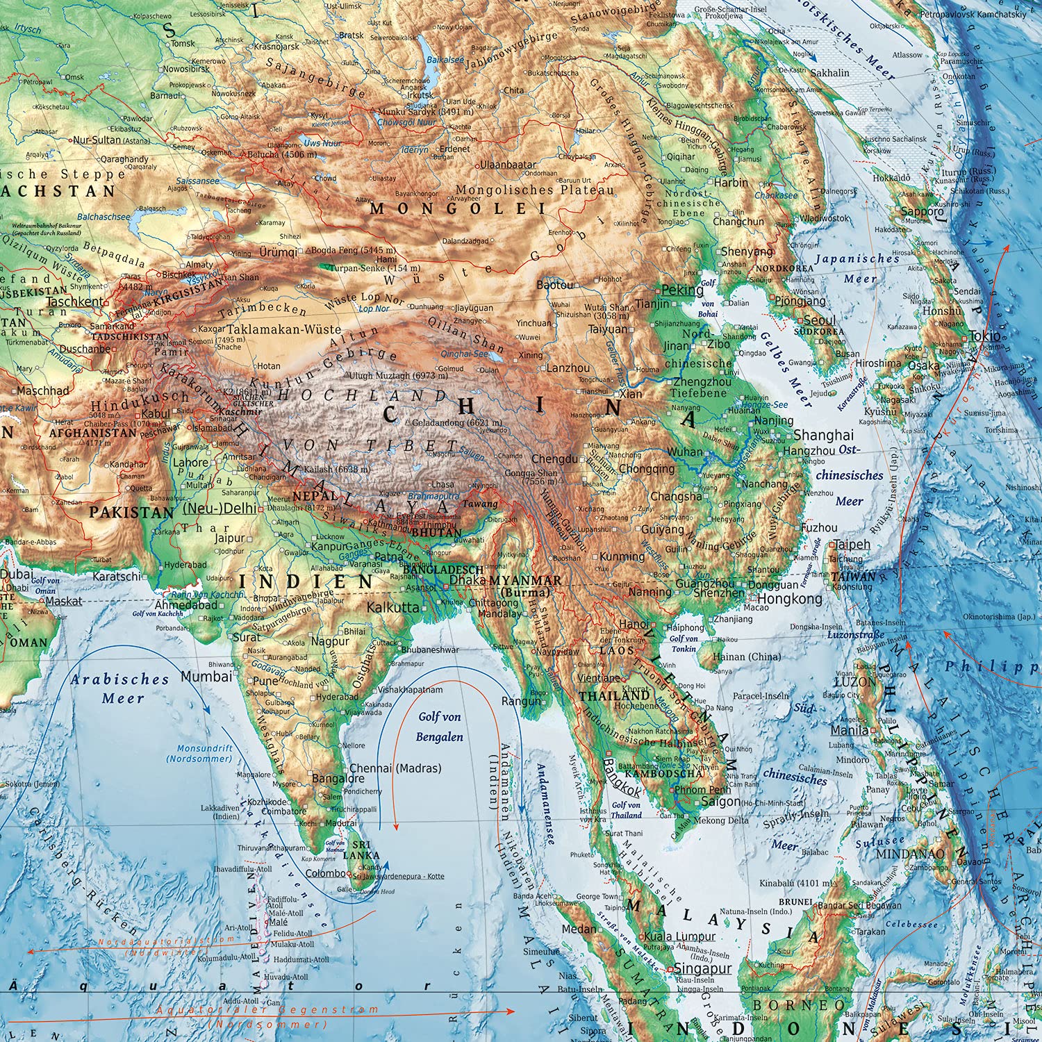 fisici Mappa del mondo con 4 oltre a carte