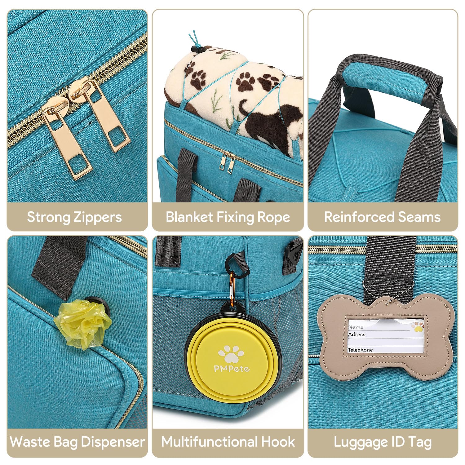 Hunde-Reisetasche für Reisen, Wochenausflug/Übernachtung, Hunde-Reisezubehör mit Multifunktionstaschen, Haustier-Reise-Set für Hund und Katze, ideale Hunde-Wickeltasche und Hunde-Reise-Set