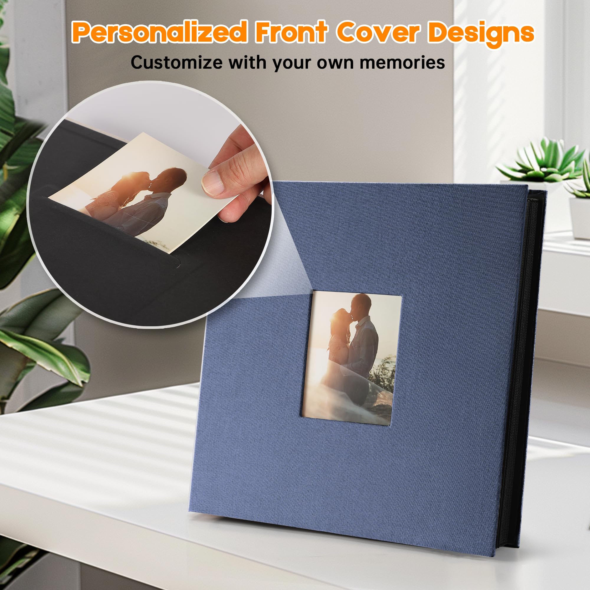 DazSpirit Photo Albums 6x4 Inch 1000 Pockets Slip In, Customizable Linen Cover Photo Album, Extra Large Capacity, Holds Landscape and Portrait 10x15cm Picture, Ideal for Wedding & Family Photo Books - Image 3