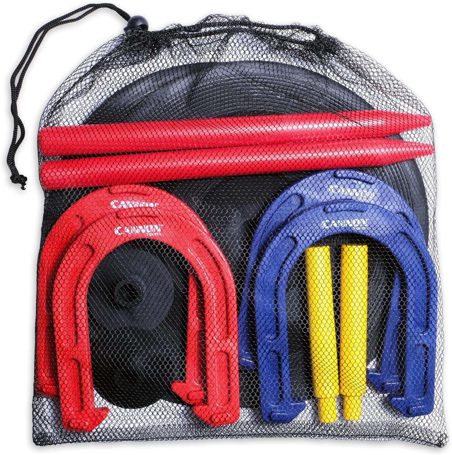 Cannon Sports 13pc Horseshoe Game Set – Portable Indoor/Outdoor Lawn Game with Safe Plastic Horseshoes & Carry Bag – Perfect for Backyard, Tailgates, Camping, and PE Classes