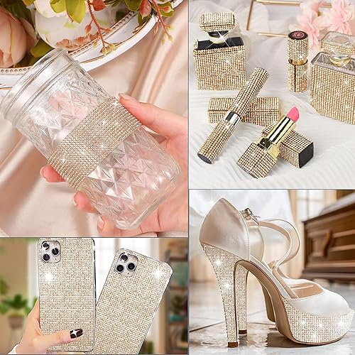 Miniatura 7 de 5 rollos de cinta autoadhesiva con diamantes de imitación de 0.079 pulgadas (0.079 in) para artes, manualidades, bodas, fiestas de cumpleaños