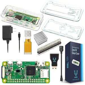 Raspberry Pi Zero W Basic Starter Kit-Includes Pi Zero W Board-Power Supply & Multi-Use Case (Plastic-Clear Case)