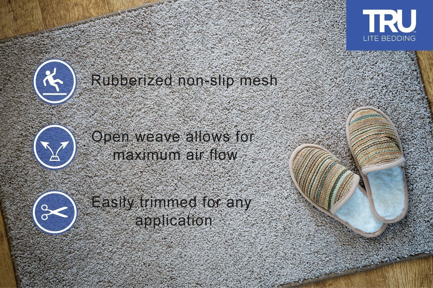 TRU Lite Bedding Extra Strong Non-Slip Mattress Grip Pad - Heavy Duty Rug Pad - Secures Carpets and Furniture - Easy, Simple Fit - Full Size - Non Slip Pad for 5' x 7' Rug