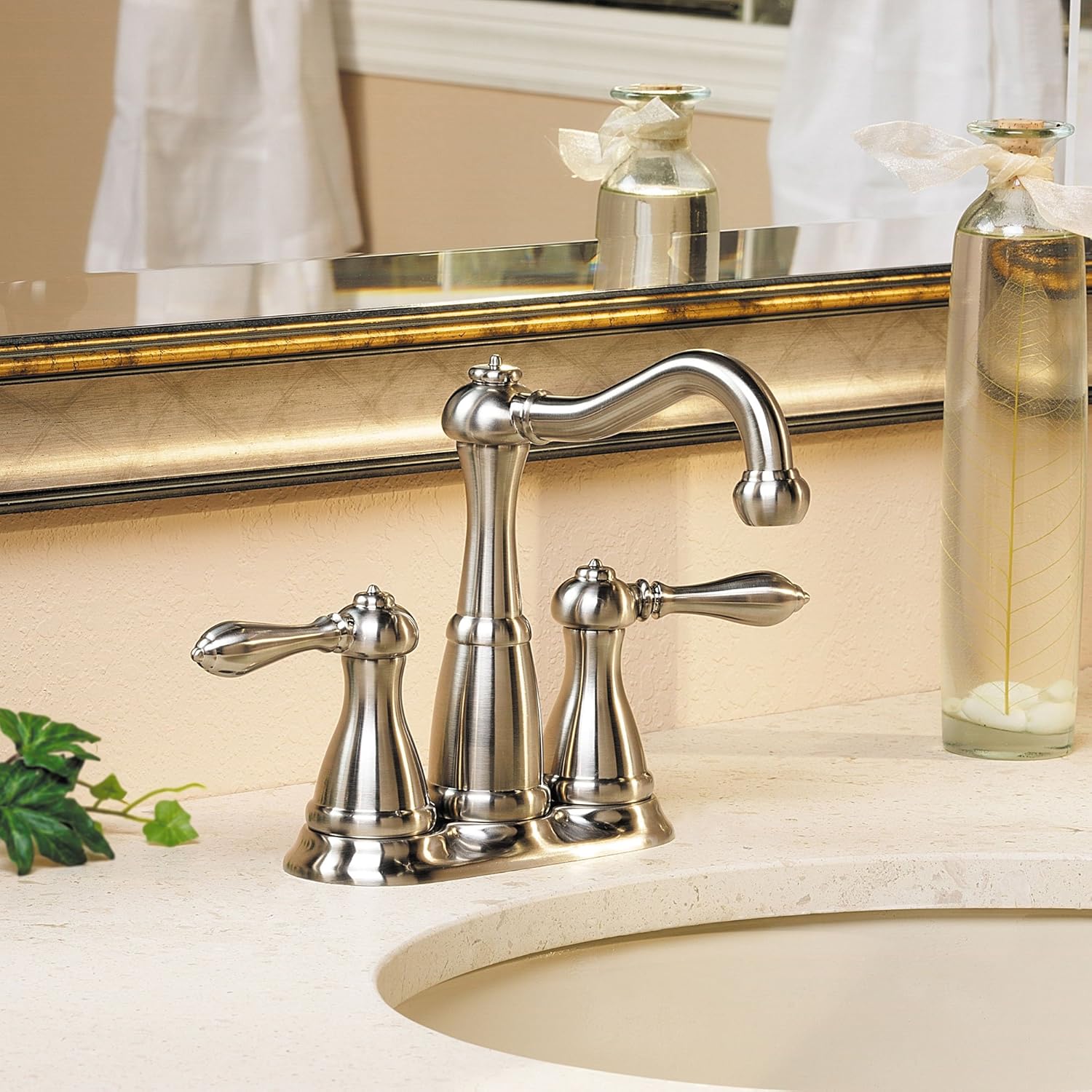 Pfister LG46M0BK Marielle 2-Handle Mini-Widespread Bathroom Faucet in Brushed Nickel, Water-Efficient Model