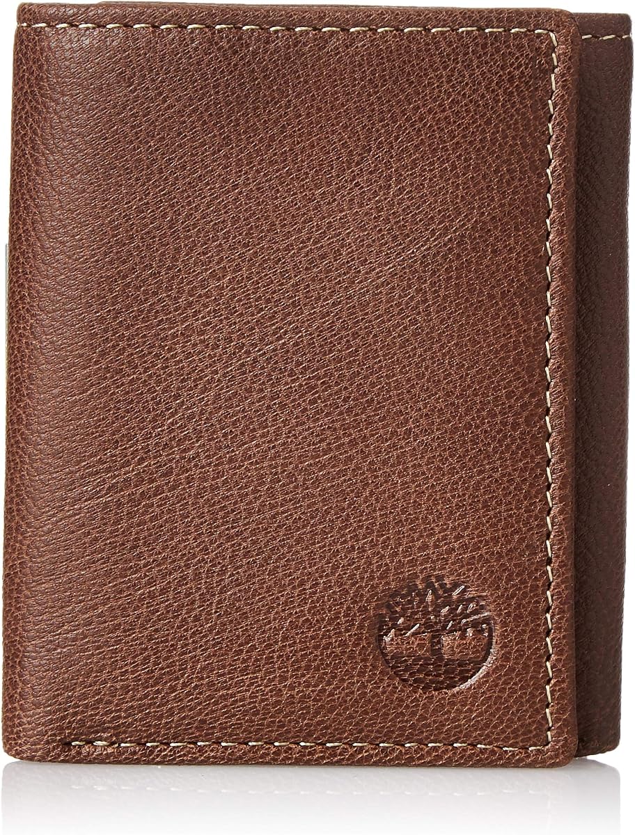 Cartera triple con bloqueo RFID de cuero genuino para hombre
