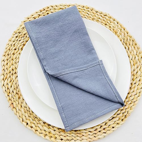 Miniatura 10 de Juego de 8 servilletas de algodón de 17 x 17 pulgadas, lavables, 100% lino de algodón, para eventos familiares, fiestas, bodas, decoración color