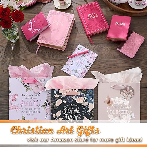 Miniatura 7 de Christian Art Gifts Bolsa de regalojuego de papel de seda Trust In The Lord Proverbs 35 versículo bíblico, rosa, mediano
