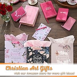 Christian Art Gifts Gift Bag/Tissue Paper Set Trust In The Lord Proverbs 3:5 Bible Verse, Pink, Medium