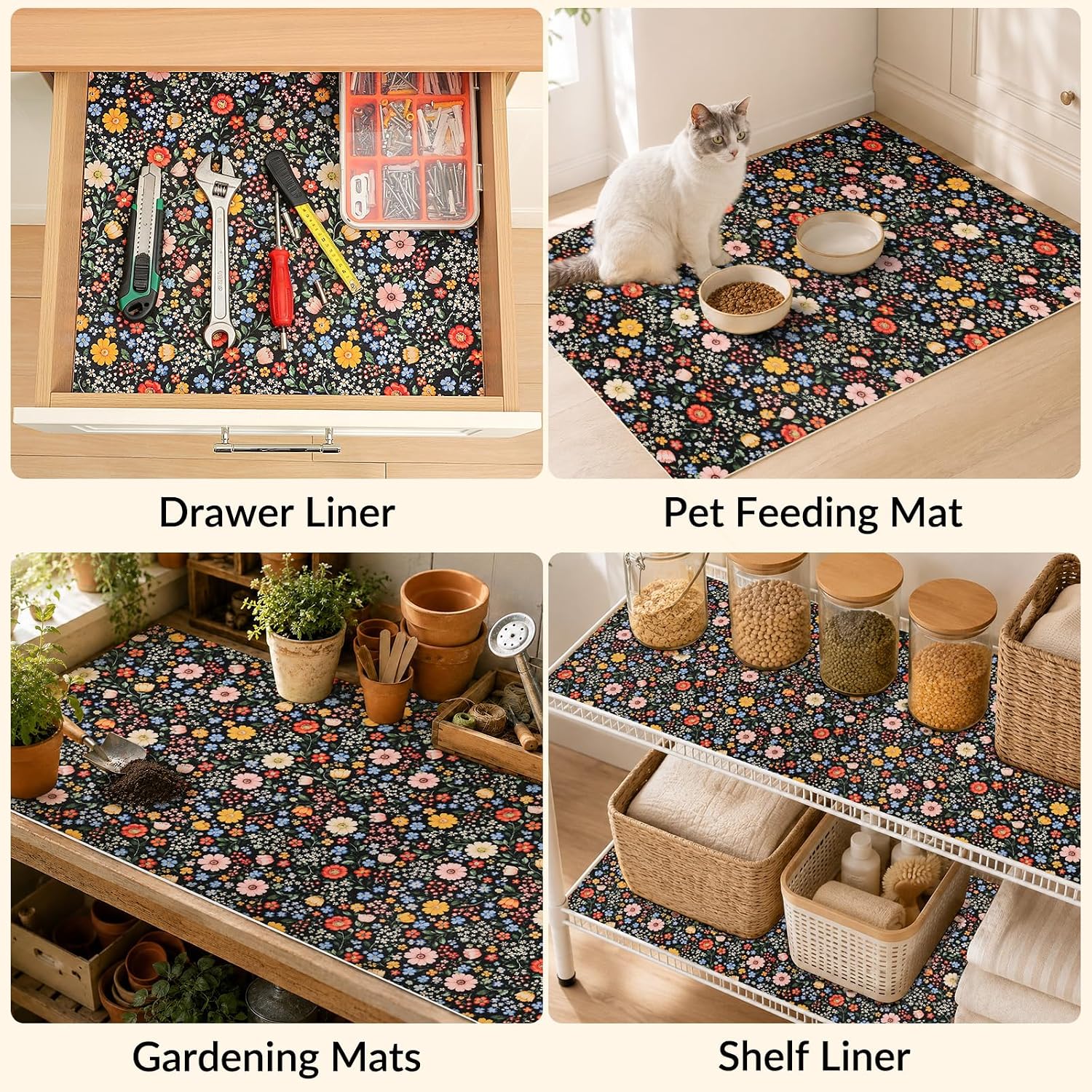 Cooyes Under Sink Mat for Kitchen Cabinet, 24"x30" Black
