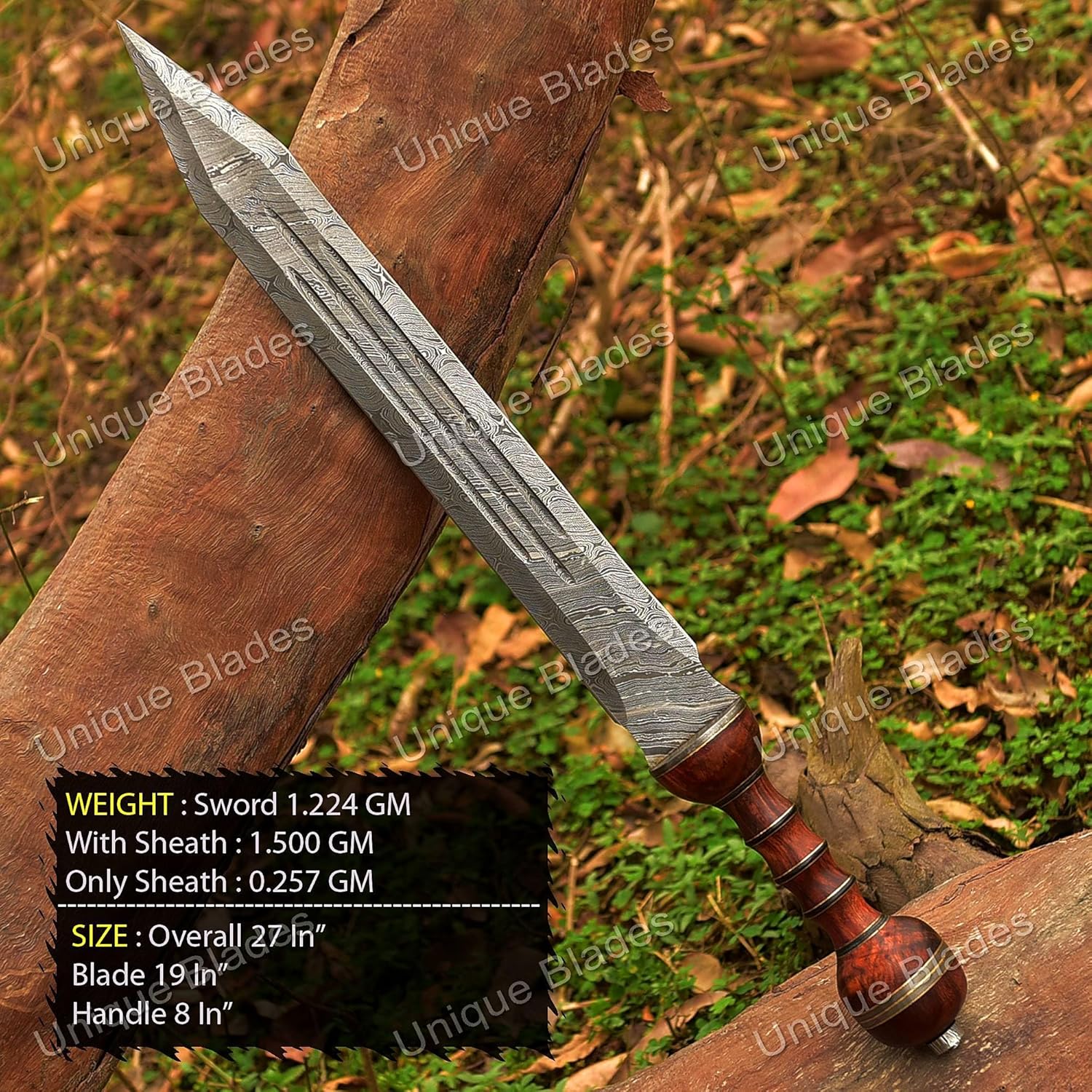 Roman Gladius Sword - 26" Custom Handmade Damascus Steel Gladius Sword, Battle Ready