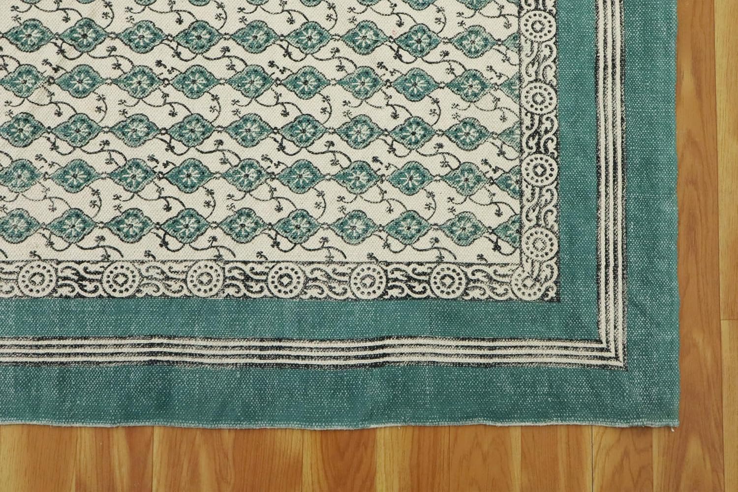 Kilim Cotton Runner Rug 3x20 Turquoise Blue Indoor Outdoor 0.19 Inches Stone Easy Washable Hand Wash Flatweave for Hallway, Staircases, Corridor