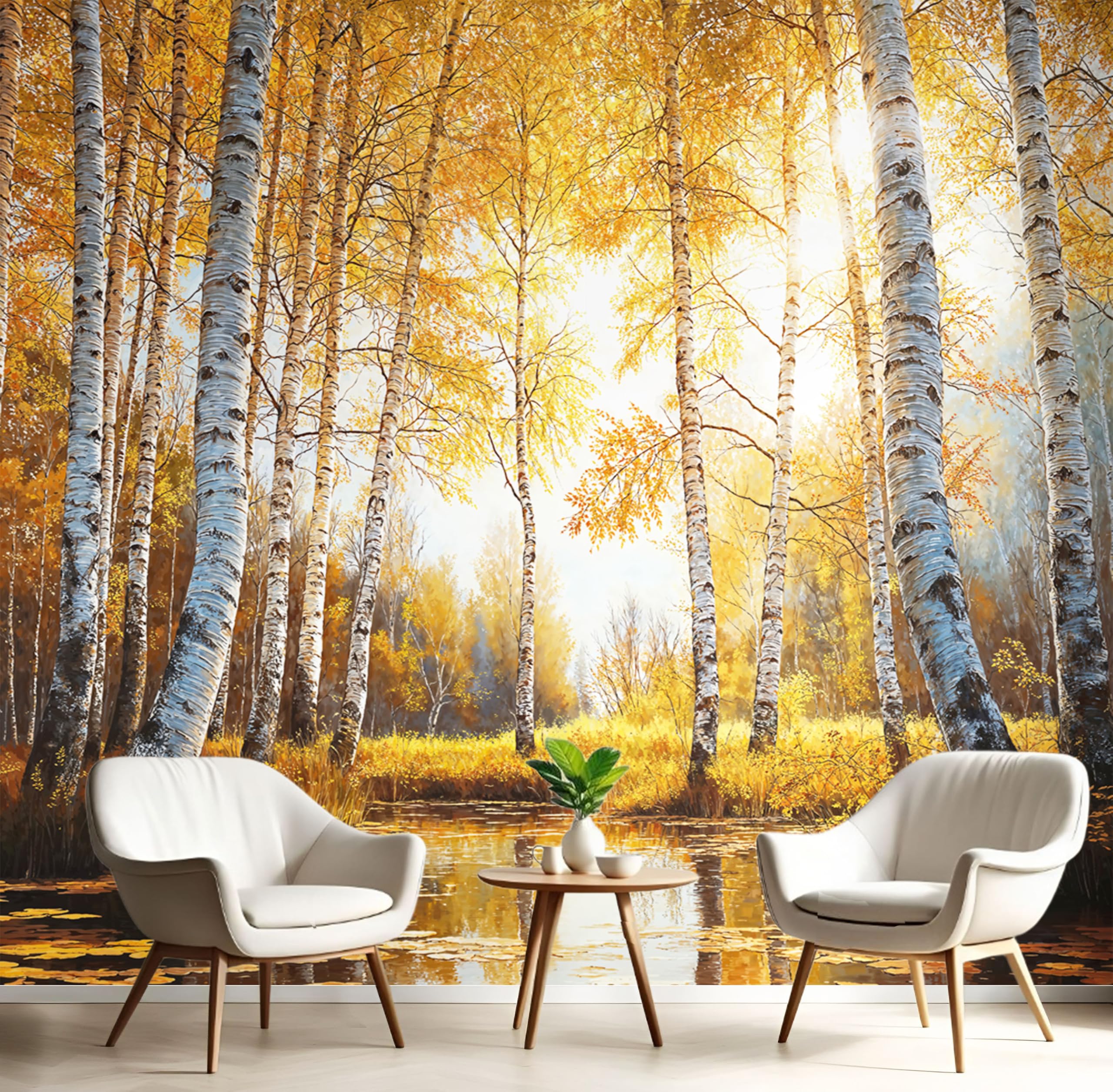 Papier peint panoramique lac d'automne pour chambre d'enfant cocooning