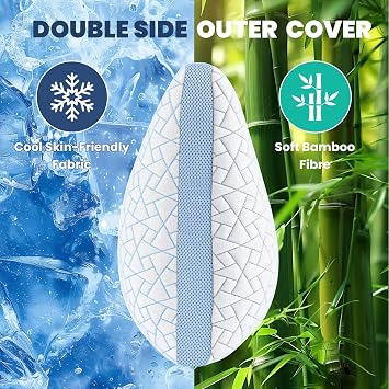 Cooling Side Sleeper Pillows for Neck & Shoulder Pain, Shredded Memory Foam