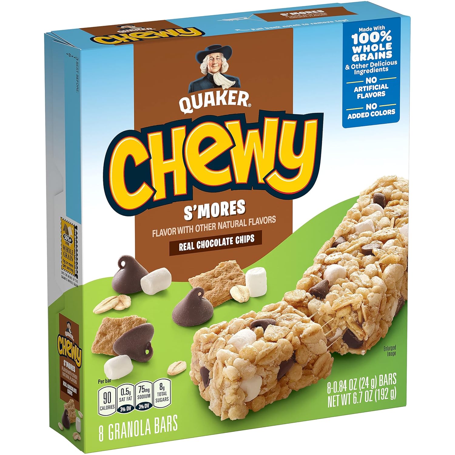 Quaker Chewy Granola Bar, S'mores, 8-Count Bars (Pack of 12)