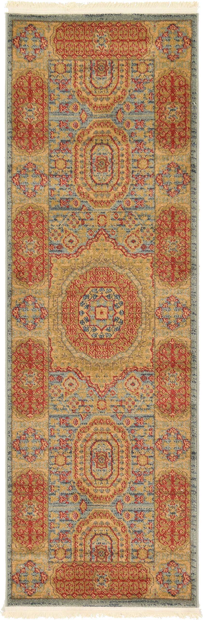 Unique LoomPalace Collection Bohemian Traditional, Medallion, Vintage Area Rug, 2' 0" x 6' 0", Navy Blue/Tan