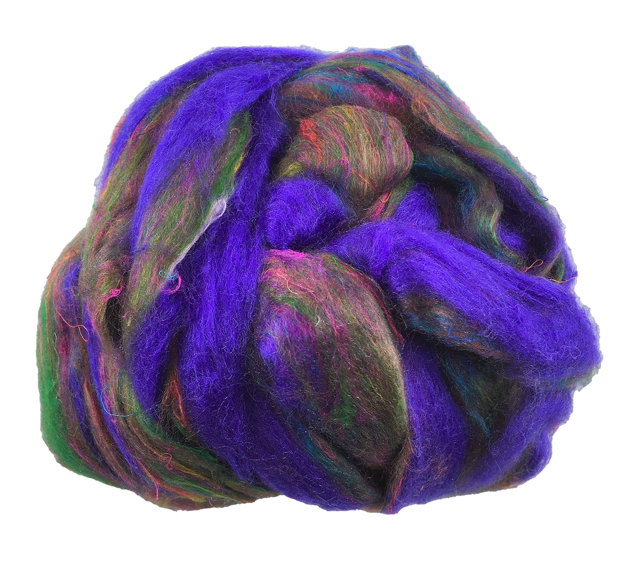 Sari Silk for Needle/Wet Felting & Spinning - Neon Blast - 20 GMS