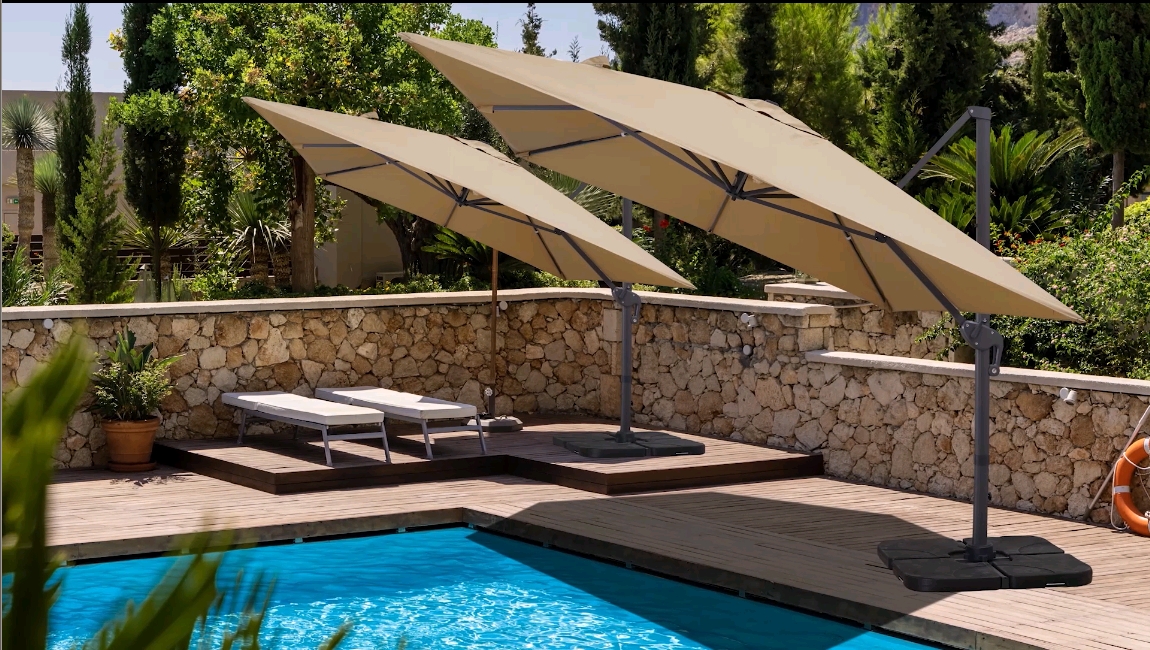 cantilever patio umbrella with base sold at home shows Amazon.com : Patio Kingdom 11FT Cantilever Umbrella with Base Large Curvy  Outdoor Aluminum Offset Umbrella w/ 360 Rotation, UV Resistant Canopy for  Patio, Garden, Backyard, Gray : Patio, Lawn & Garden