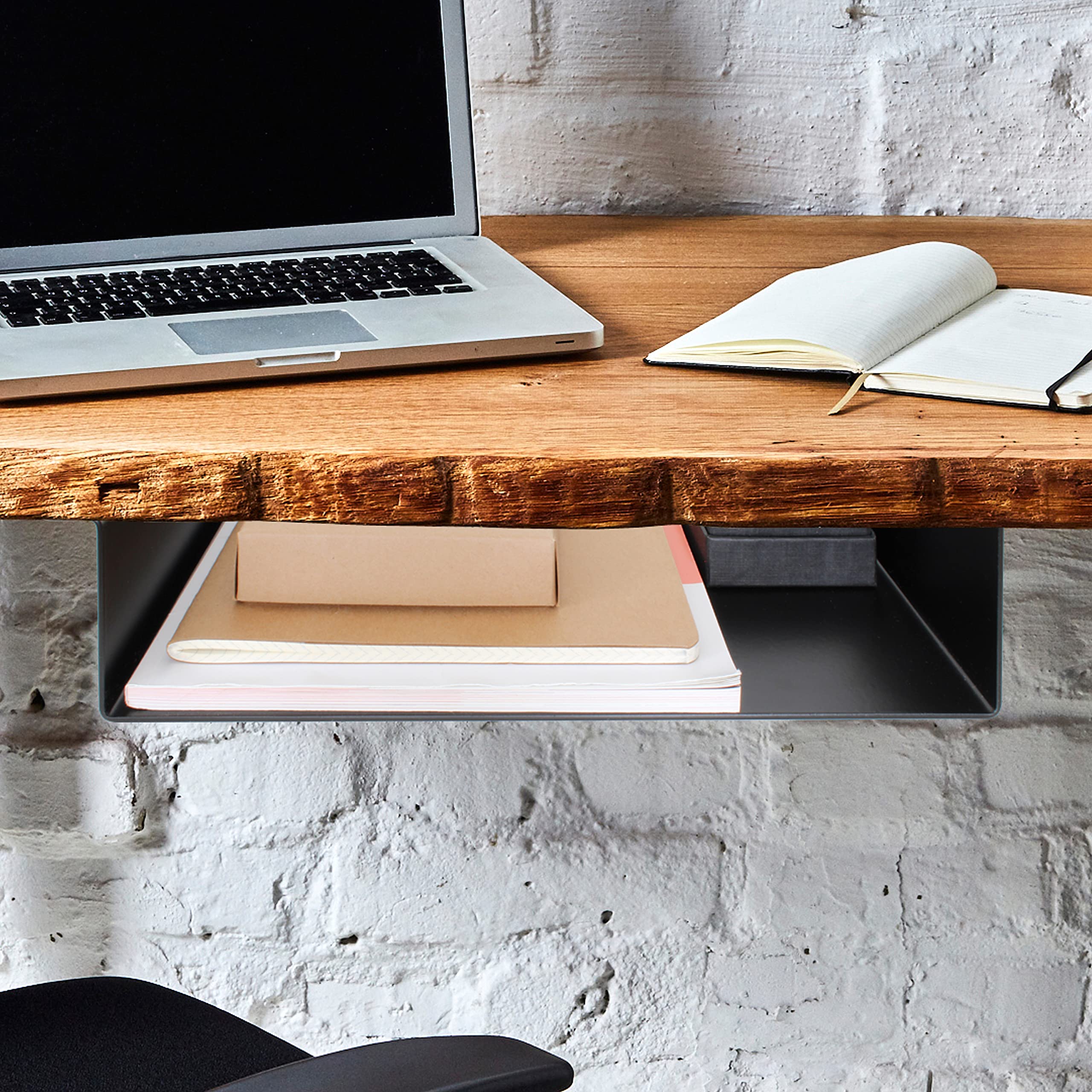 Lade onder bureau, zelfklevende lade-organizer voor keuken, bestek, verborgen ladebox ophangen onder tafel, opbergen voor kantoor, thuis, school, schrijfwaren, groot