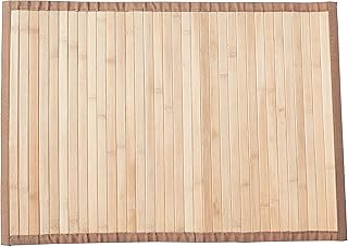 Queensell Bamboo Bathroom Accessories Area Rug & Mat Light Brown, 17