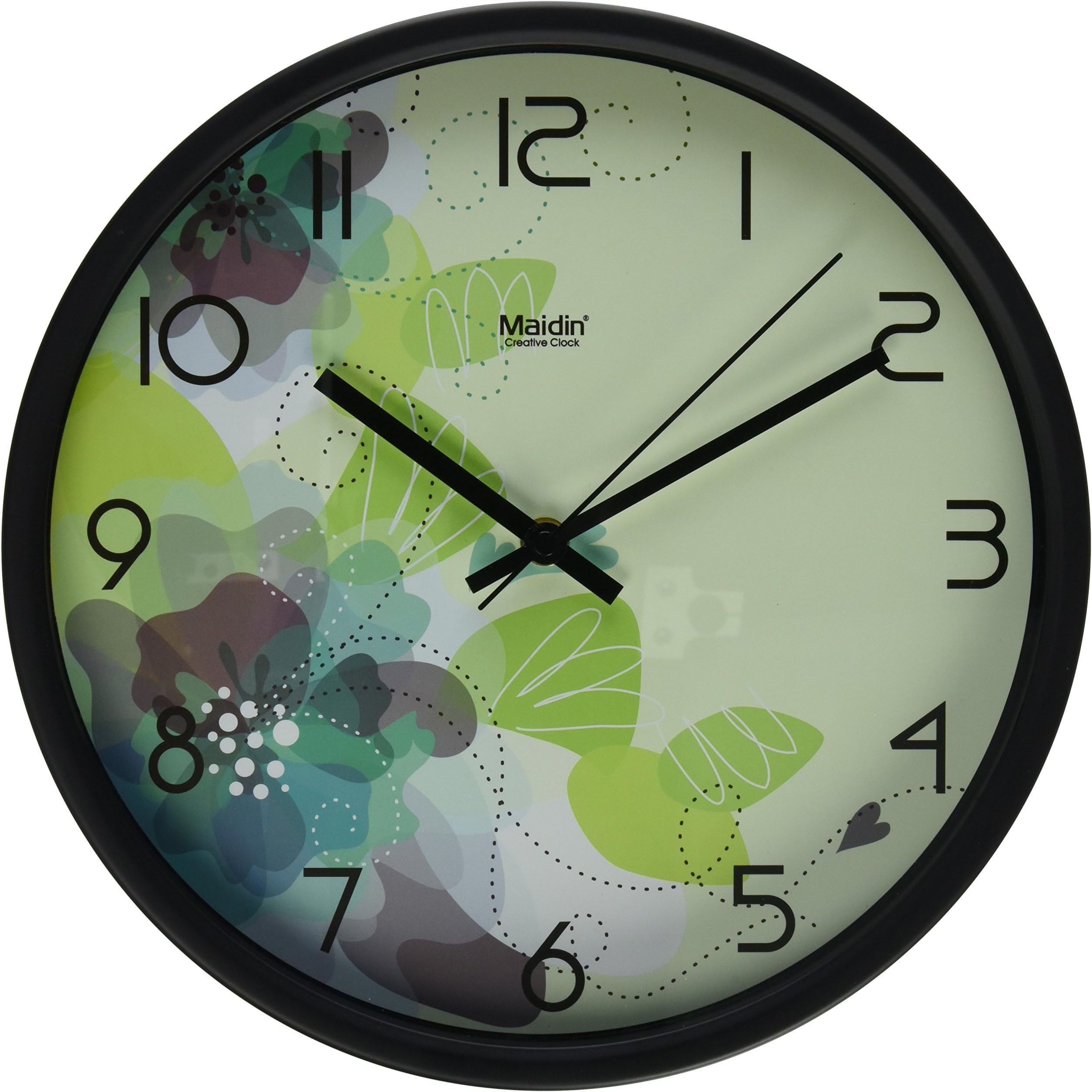 Modern Simplistic Gardenesque Floral Inspired 12" Round Non-Ticking Ultra Silent Wall Clock - Hibiscus