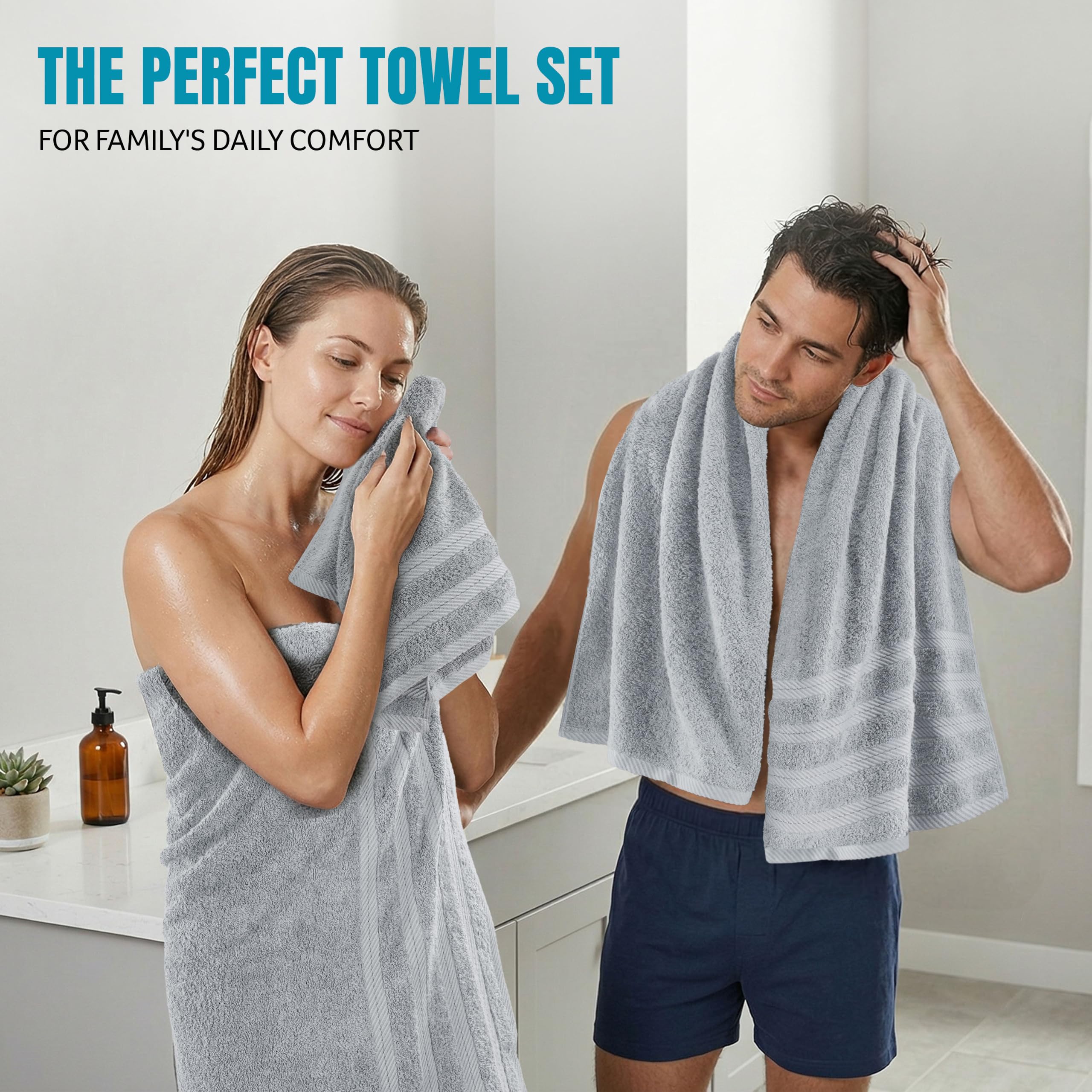 Utopia Towels Juego de toallas de 8 piezas, súper absorbentes y de secado rápido, 100 % algodón hilado en anillo, toallas gruesas para baño, spa y hotel, 2 baños, 2 manos, 4 toallas pequeñas, color