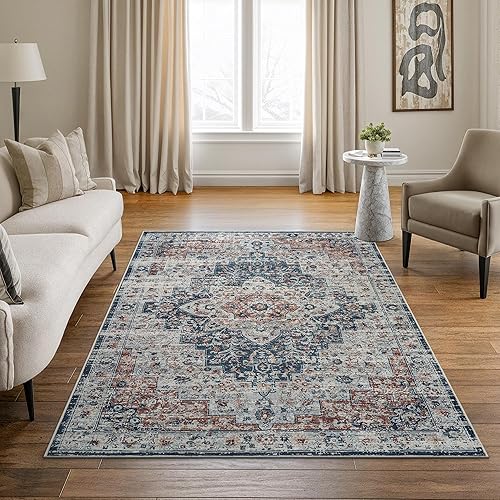 Miniatura 51 de Bloom Rugs - Alfombra caminera Caria lavable, antideslizante, de 3,05 m, color marfil/gris/caramelo tradicional, para entrada, pasillo, baño