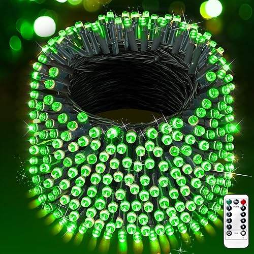 Miniatura 11 de XURISEN Luces de Navidad LED de 551 pies, 1400 luces LED para exteriores con cable verde, luces de cadena, 8 modos con temporizador con memoria,