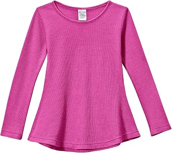 City Threads Little Girls Thermal Long Sleeve Tunic Shirt Tee Dress for School Party Play, Hot Pink, 4T
