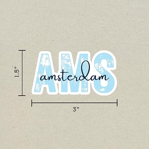 Miniatura 2 de AMS Amsterdam Airport Code Travel Sticker, Multiple Colors Vinyl Laptop Water Bottle Planner Journal Places I've Been Luggage Washington Decal (Pink)