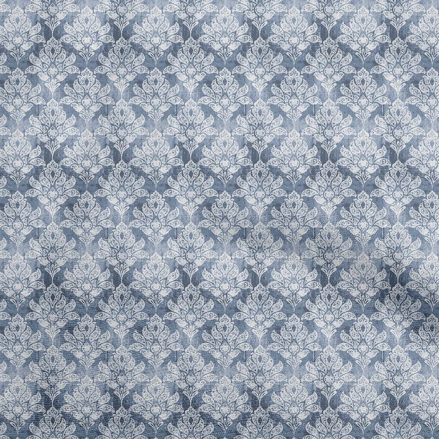 oneOone Viscose Chiffon Blue Fabric Damask with Texture Sewing Material Print Fabric by The Yard 42 Inch Wide
