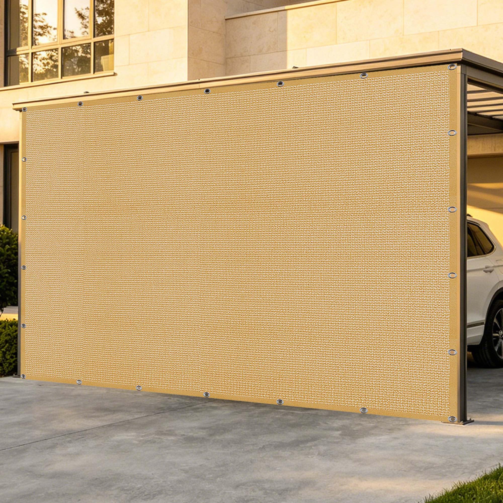 Toile d'ombrage de serres 5x5 m en jaune sable avec oeillets pour terrasse