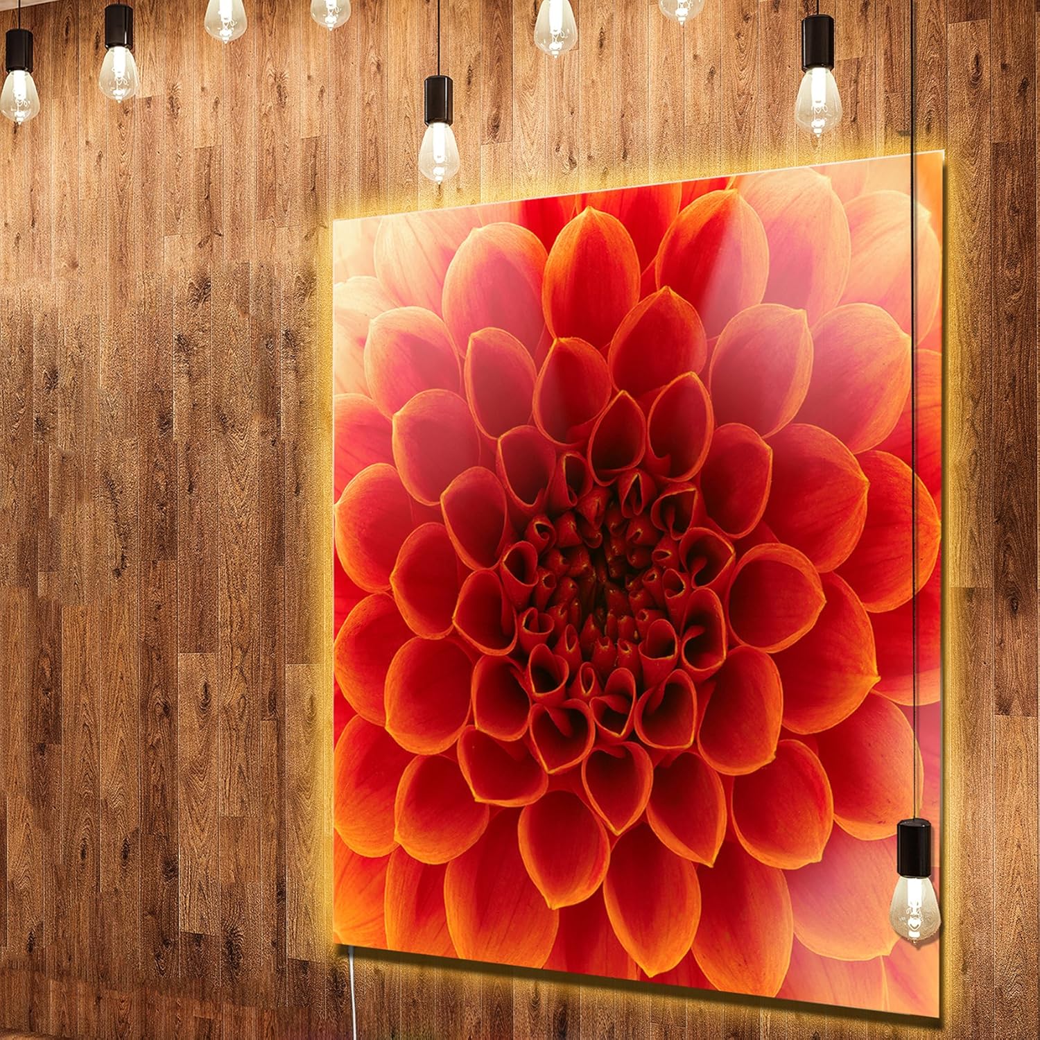 Designart Close Up Orange Flower Petals Metal Wall Art 12x28