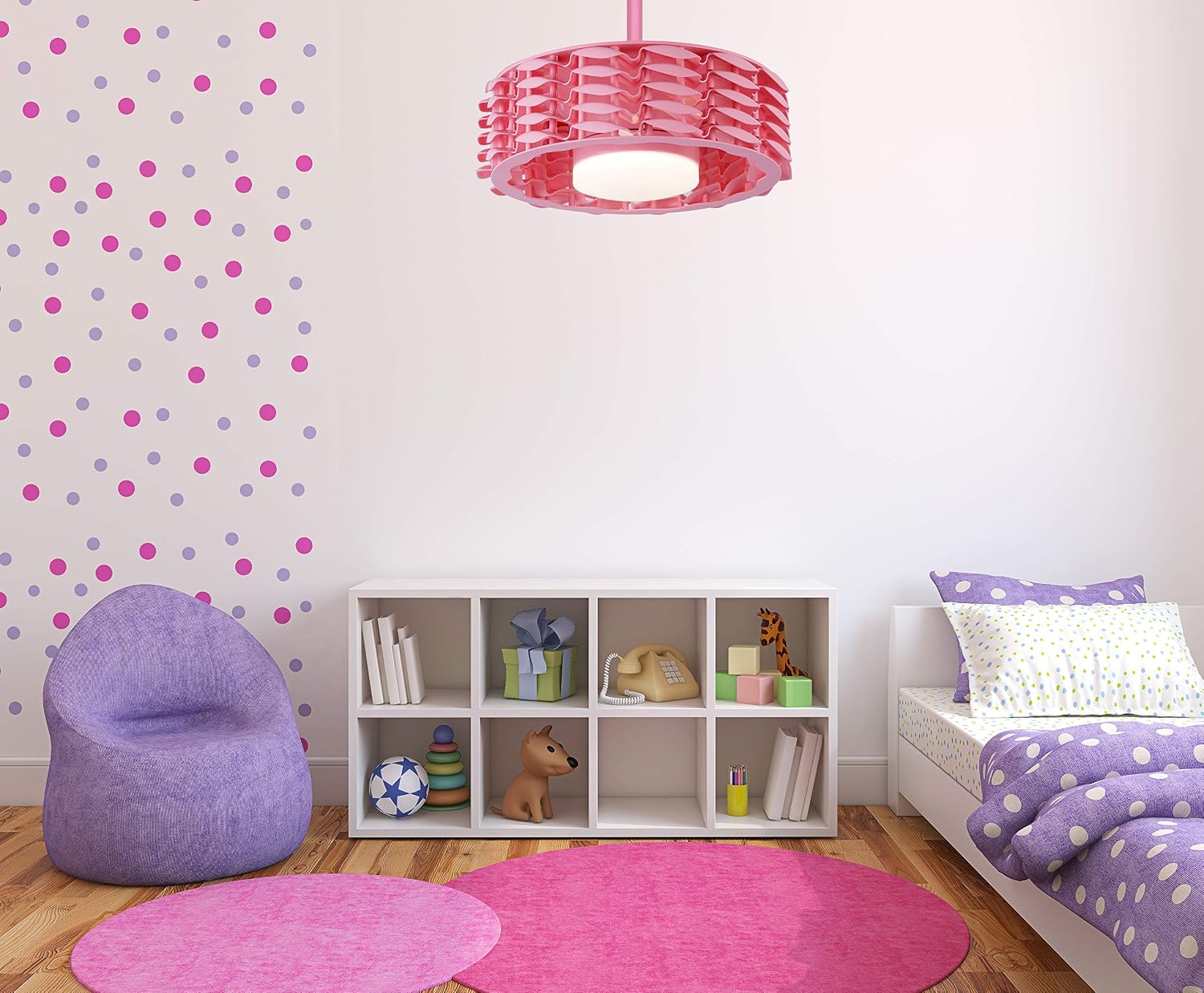 Promo 40% OFF Oceano Bladeless Girls Room Ceiling Fan, 6 Speeds with LED Light, 23 (Pink)