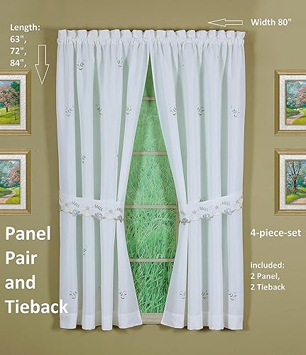 Vista 37 de Today's Curtain Verona - Persiana bordada inversa, 63 pulgadas, color crudo/antiguo