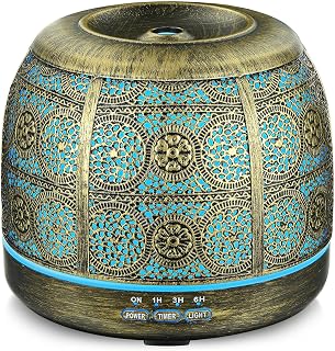 ARVIDSSON 500ml Essential Oil Diffuser: Ultrasonic Cool Mist Metal Aromatherapy Diffuser with Timer, 7 Color Lights for Home Relaxation