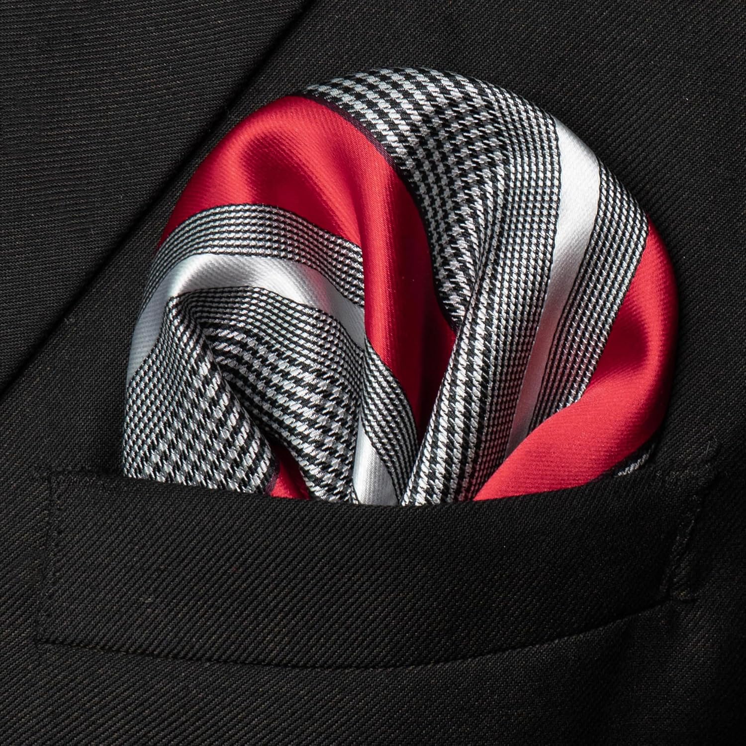 JEMYGINS Mens Striped Tie and Lapel Pin Necktie Pocket Square and Tie Clip Sets for Business Casual 4PCS - Image 3