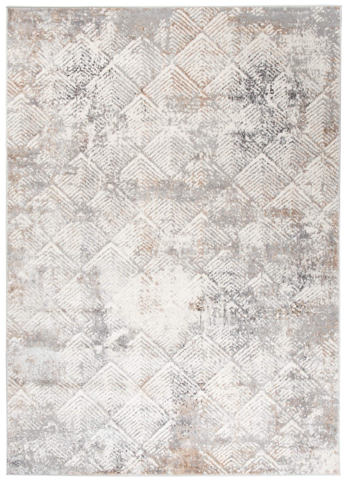Tapiso Valley dywan z krótkim włosiem, jasnoszary, beżowy, kwadratowy, wzór Used efekt melanżowy, rozmazywanie, do salonu, sypialni, 200 x 300 cm