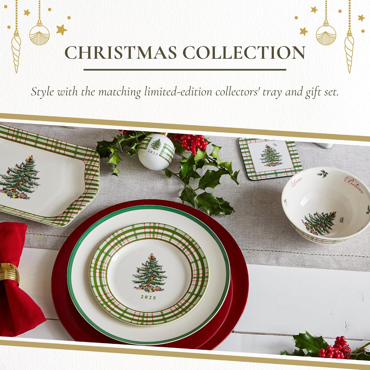 Spode – Holiday Christmas Tree 2025 Annual Revere Bowl, Tartan, 27 Oz