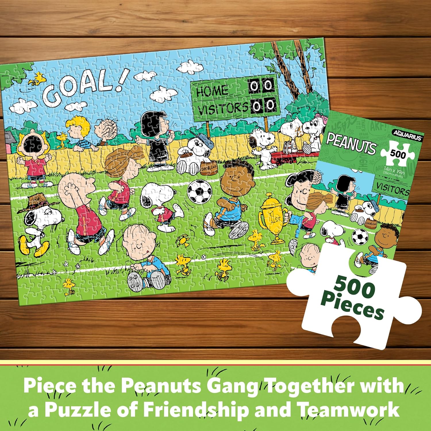 AQUARIUS Peanuts Snoopy 500 Piece Jigsaw Puzzles for Teens and Adults - Charlie Brown Soccer Merchandise Gift 14"x19" Puzzle