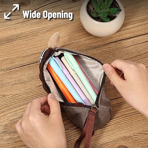 Miniatura 4 de Mr. Pen - Estuche para lápices de pie, bolsa de lápices de animales, burro marrón, estuche para lápices para niños, bonita bolsa para lápices para