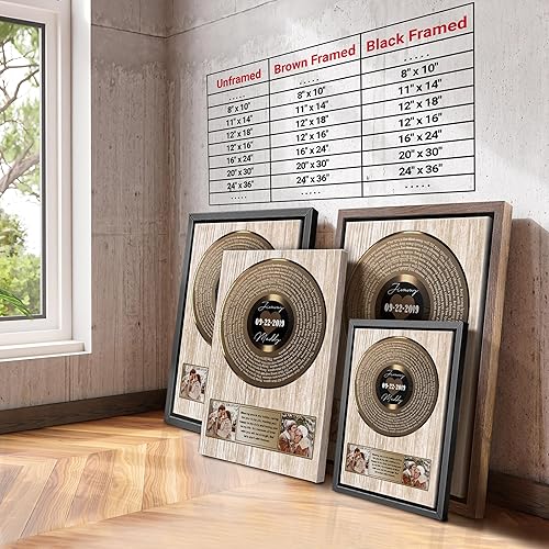 Vista 224 de H-DEWALL Letras de canciones personalizadas, lienzo enmarcado en marrón, música romántica del día de San Valentín, regalo personalizado para marido