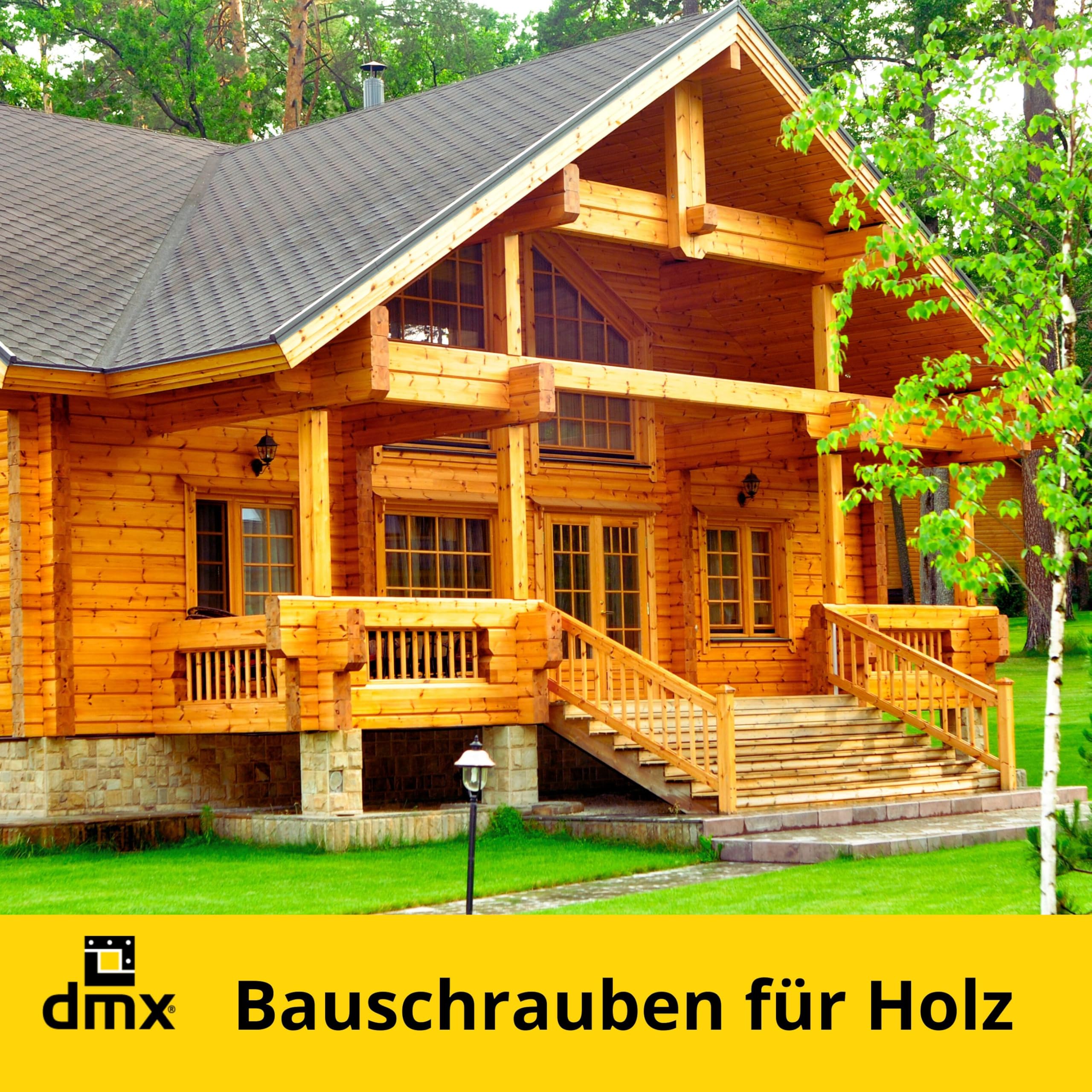 DMX Holzschrauben Torx - Zylinderkopfschrauben 8x300 - Doppelgewinde für Aufsparrendämmung - Konstruktionsschrauben - Schrauben Set 50 Stück - Doppelgewindeschrabe - Montageschrauben