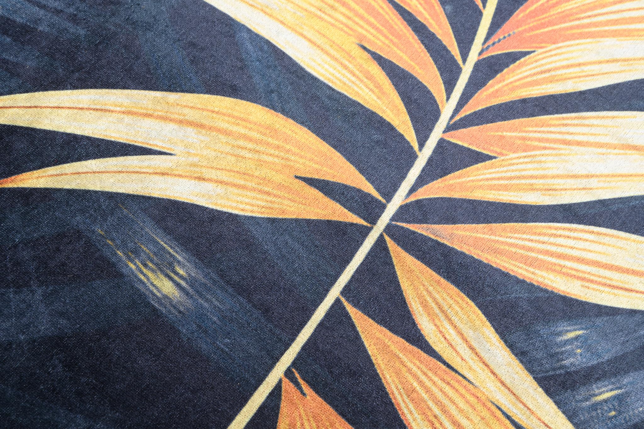 TAPISO Toscana Tapis de Salon Chambre Salle à Manger Bureau Entrée Ado Design Moderne Bleu Marine Jaune Imprimé Motif Feuilles de Monstère Palmier Poil Court Doux Léger Antidérapant 200 x 300 cm