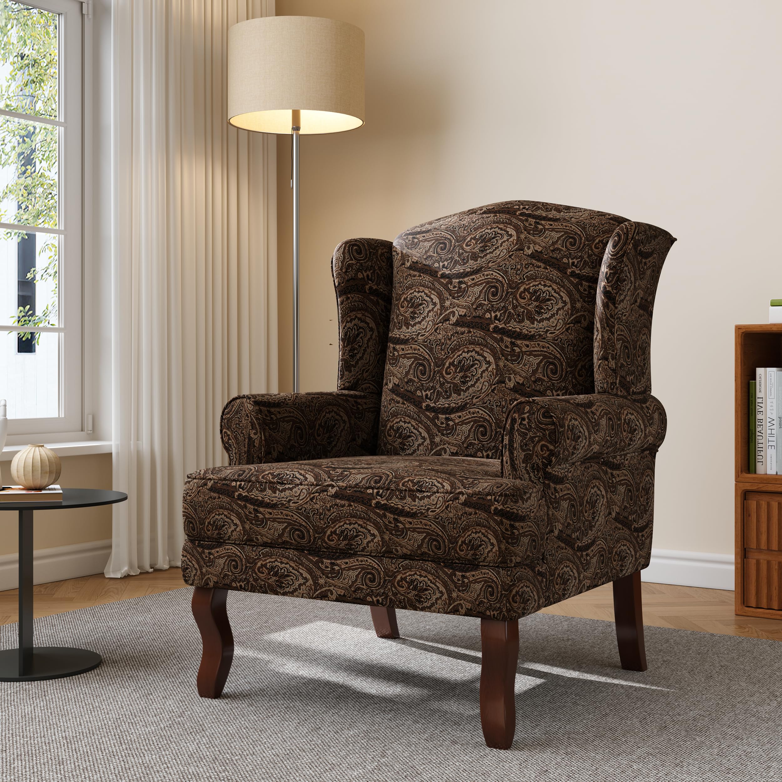 High Back Wingback Armchair (Cranberry)