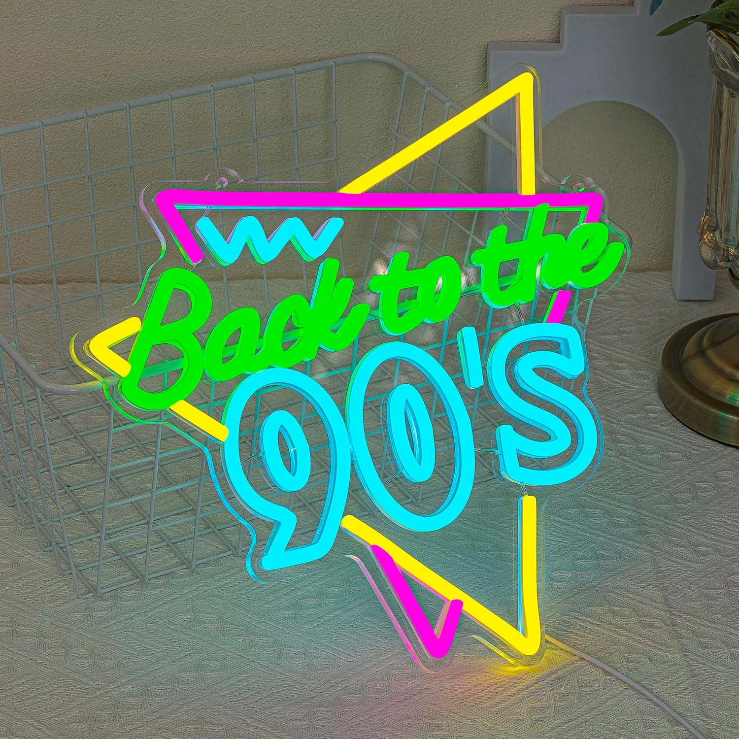 Back To The 90'S Neon Sign 90'S Neon Light for Wall Decor Colorful LED Neon Sign 90S Light Up Sign Vintage Dimmable Neon Signs for Bedroom Bar Cafe Theme Party Decoration